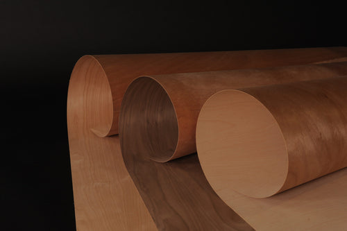 Paper-backed wood veneer sheet detail